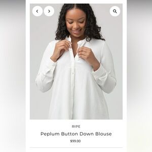 Ripe Maternity. Peplum Shirt White. Size XL.